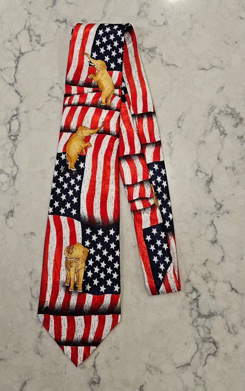 Steven Harris American Flag Elephant Neck Tie Patriotic USA Novelty 4th of July